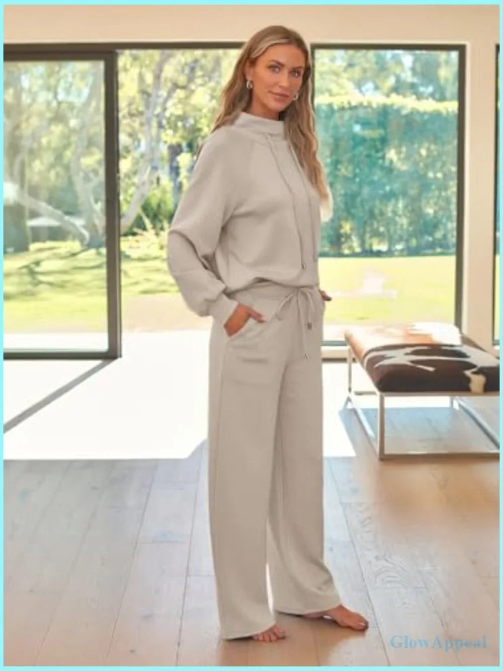 2-Piece Sweatsuit Lounge Set Tracksuit Heavyweight Cozy Fleece - Picture 4 of 7